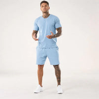 Bryan™ Basic-T-Shirt- und Shorts-Set mit Seitentaschen in Hellblau