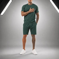 Bryan™ Basic-T-Shirt- und Shorts-Set mit Seitentaschen in Dunkelgrün