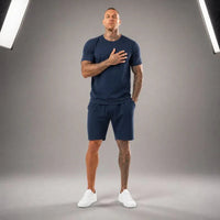 Bryan™ Basic-T-Shirt- und Shorts-Set mit Seitentaschen in Dunkelblau