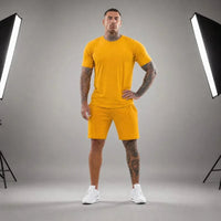 Bryan™ Basic-T-Shirt- und Shorts-Set mit Seitentaschen in Gelb