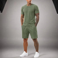 Bryan™ Basic-T-Shirt- und Shorts-Set mit Seitentaschen in Hellgrün