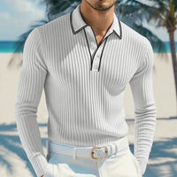 Castellan™-Poloshirt mit Langen Ärmeln, Kontrastierendem Kragen und Hochwertiger Verarbeitung in Weiß