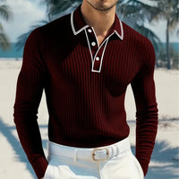 Castellan™-Poloshirt mit Langen Ärmeln, Kontrastierendem Kragen und Hochwertiger Verarbeitung in Bordeauxrot