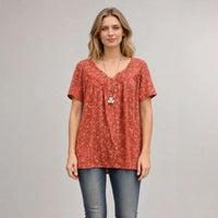 Lisboa™ Bluse aus Premium-Viskose mit V-Ausschnitt in Rot