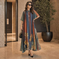 Florenza Kleid & Sheer Overlay Set / Mühelose, vielseitige Eleganz für alle Jahreszeiten! in Rot mit Blau + Grün