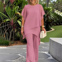 Giorgia™ Set – Bluse mit Lagen-Überwurf und minimalistischer Hose in Rosa