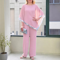 Lola™ Set Oversize-Bluse mit kontrastierendem silbernen Detail und Palazzohose in Rosa