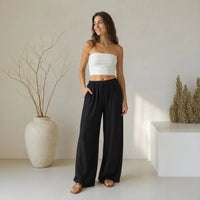 Lavinia™ Baumwoll-Leinenhose mit Verstellbarem Kordelzug in Dunkelblau
