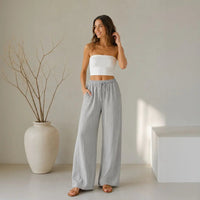 Lavinia™ Baumwoll-Leinenhose mit Verstellbarem Kordelzug in Grau