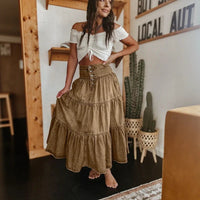 Belle Prairie™ Jeansrock Mit Fließenden Stufenlagen Im Used-Look in Braun
