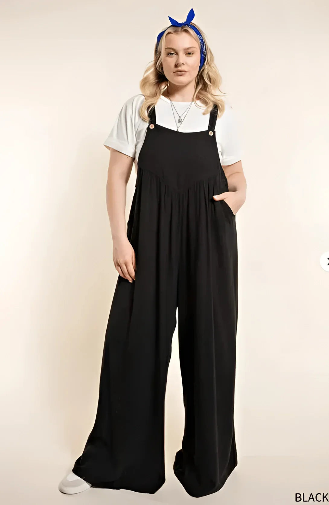 Fudus Schwarze Weite Latzhose - Lässiger Modischer Jumpsuit