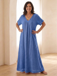 Liora | Midikleid mit V-Ausschnitt in Blau