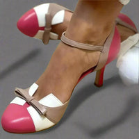 Barbara | Damen Pumps Schleifenriemen Mittlerer Absatz Elegant Klassisch in Rosa