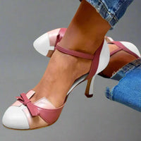 Barbara | Damen Pumps Schleifenriemen Mittlerer Absatz Elegant Klassisch in Weiß