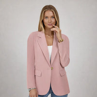 Victoire | Damen Blazer Klassisch Reverskragen Einknopf Elegant Business in Rosa