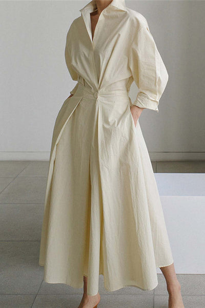 Hannelore - Elegantes Damenkleid aus Baumwolle mit Peter-Pan-Kragen und Taschen