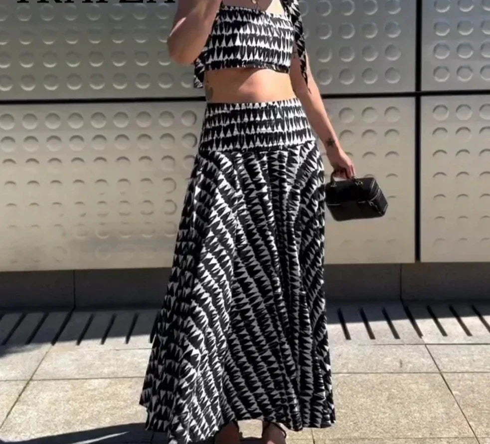 Fudus | Elegantes Bedrucktes Sommer Satz (oberteil + Röcke)