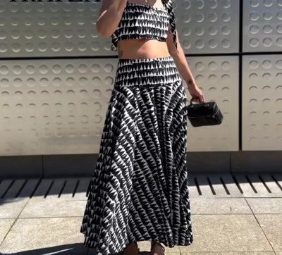 Fudus | Elegantes Bedrucktes Sommer Satz (oberteil + Röcke)