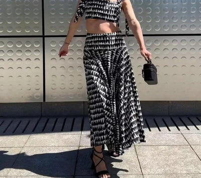 Fudus | Elegantes Bedrucktes Sommer Satz (oberteil + Röcke)