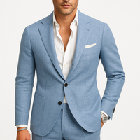 David | Herren Frühjahrsanzug Elegant Leicht Business Modern Festlich in Blau