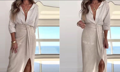 Fudus | Elegantes Sommer Chic Satz (oberteil + Rock)