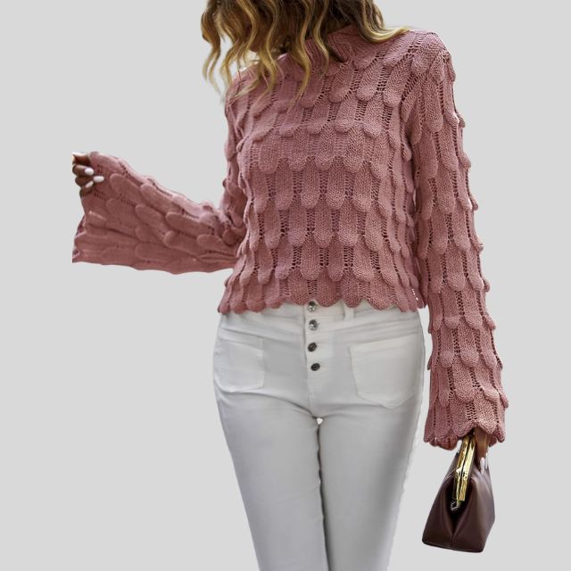 Rossena | Strukturierter Strickpullover mit Puffärmeln