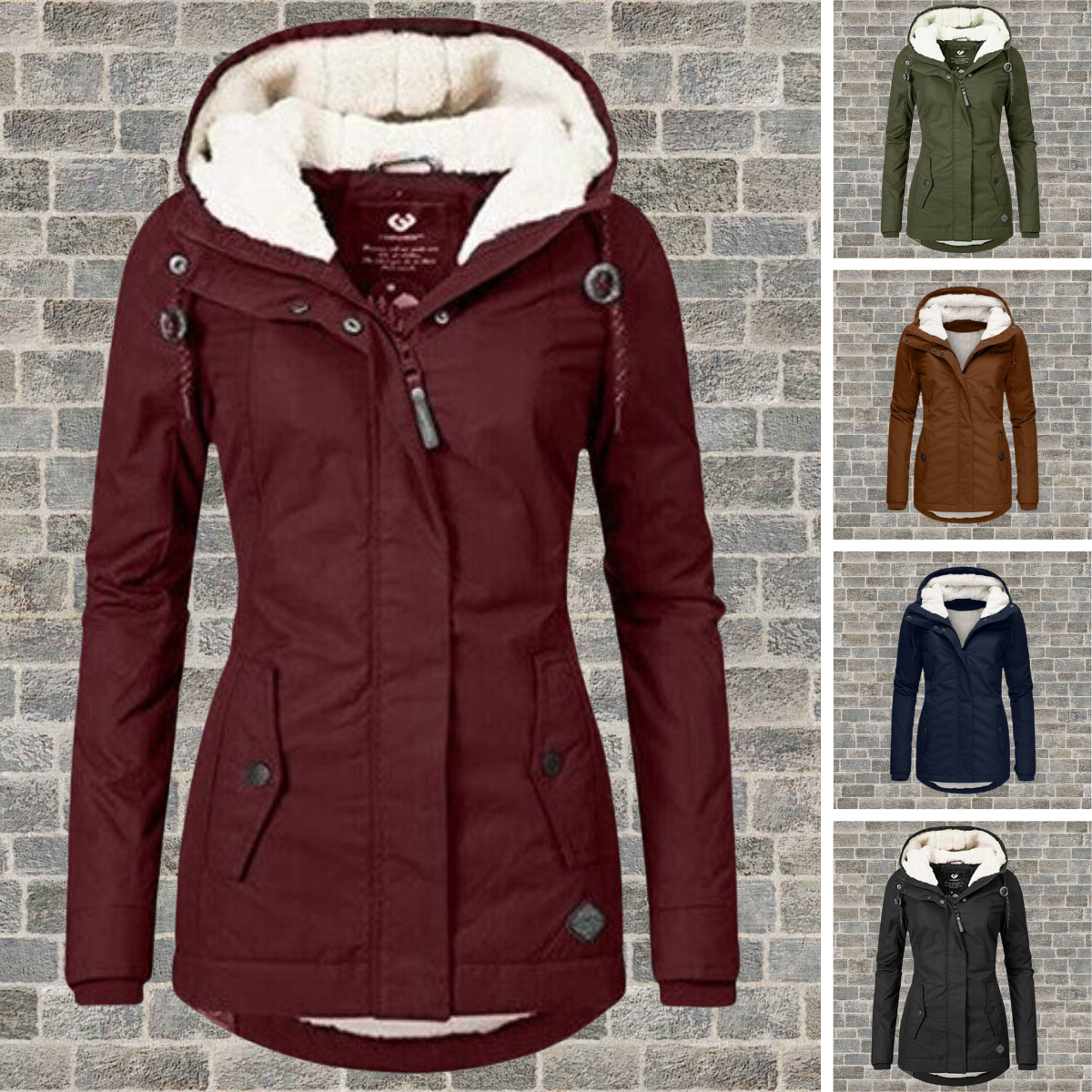 Celine | Neu Plissierter Baumwollmantel mit Kapuze aus Lambswool