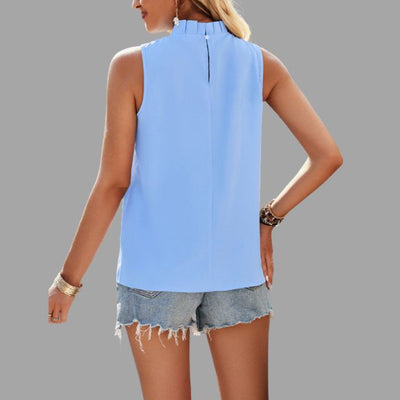 Lunarry | Ärmellose Plissee-Bluse mit Halterneck