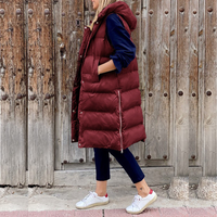 GENA™ -  Lange Modische Jacke mit Kapuze in Burgundisk