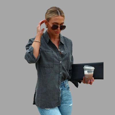 Selin | Casual Denim Overhemdjacke mit Taschen und Knopfverschluss