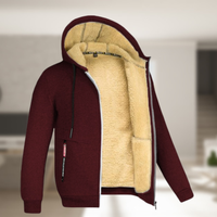 Sadi - Lässige Herren Winterjacke mit Kapuze und Fleece in Weinrot