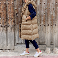 GENA™ -  Lange Modische Jacke mit Kapuze in Khaki