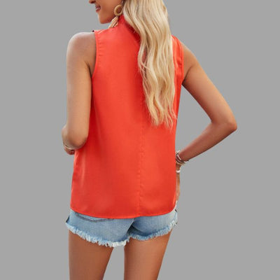 Lunarry | Ärmellose Plissee-Bluse mit Halterneck