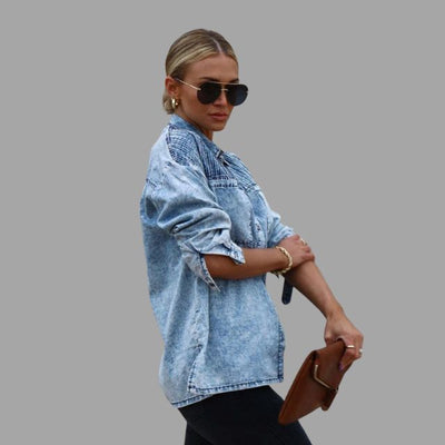 Selin | Casual Denim Overhemdjacke mit Taschen und Knopfverschluss
