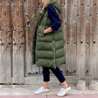 GENA™ -  Lange Modische Jacke mit Kapuze in Armee grün