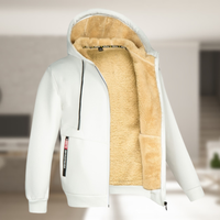 Sadi - Lässige Herren Winterjacke mit Kapuze und Fleece in Weiß
