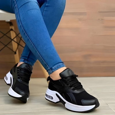 Damen Sneaker mit klobiger weißer Sohle und Schnürung