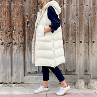 GENA™ -  Lange Modische Jacke mit Kapuze in Cremiges Weiß