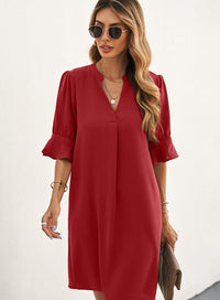Flora | Damen Kleid Entspannt Komfort Casual Feminin Sommer Leicht in Rot