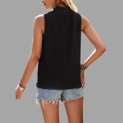 Lunarry | Ärmellose Plissee-Bluse mit Halterneck