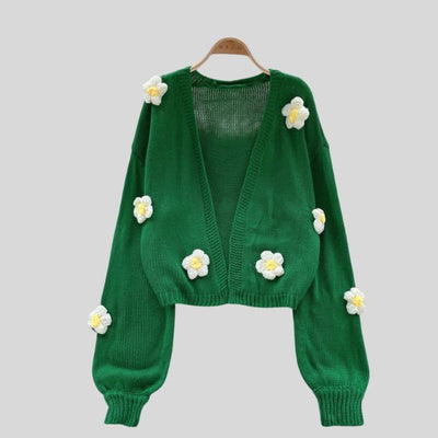 Rissana | Lebendige Strickpullover mit Blumenapplikation