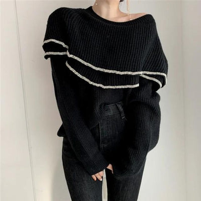 Aria | Gerippter Pullover mit Kontraststreifen