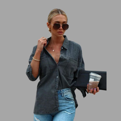 Selin | Casual Denim Overhemdjacke mit Taschen und Knopfverschluss