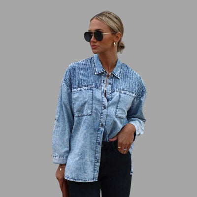 Selin | Casual Denim Overhemdjacke mit Taschen und Knopfverschluss