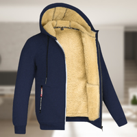 Sadi - Lässige Herren Winterjacke mit Kapuze und Fleece in Marineblau