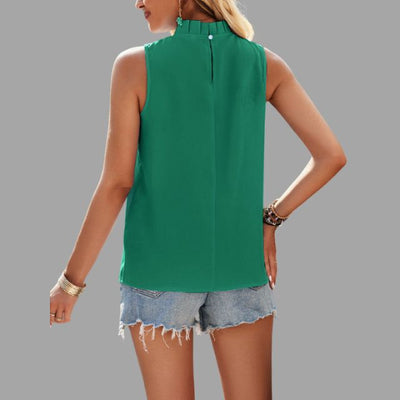 Lunarry | Ärmellose Plissee-Bluse mit Halterneck