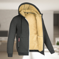 Sadi - Lässige Herren Winterjacke mit Kapuze und Fleece in Dunkelgrau