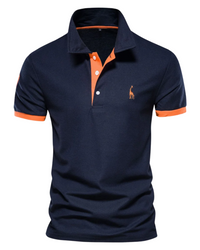 T-SHIRT POLO LÄSSIG in Orange-Marineblau