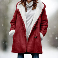 Adelaida | Warmer und Stilvoller Fleece Mantel in Rot