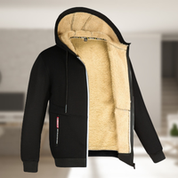 Sadi - Lässige Herren Winterjacke mit Kapuze und Fleece in Schwarz
